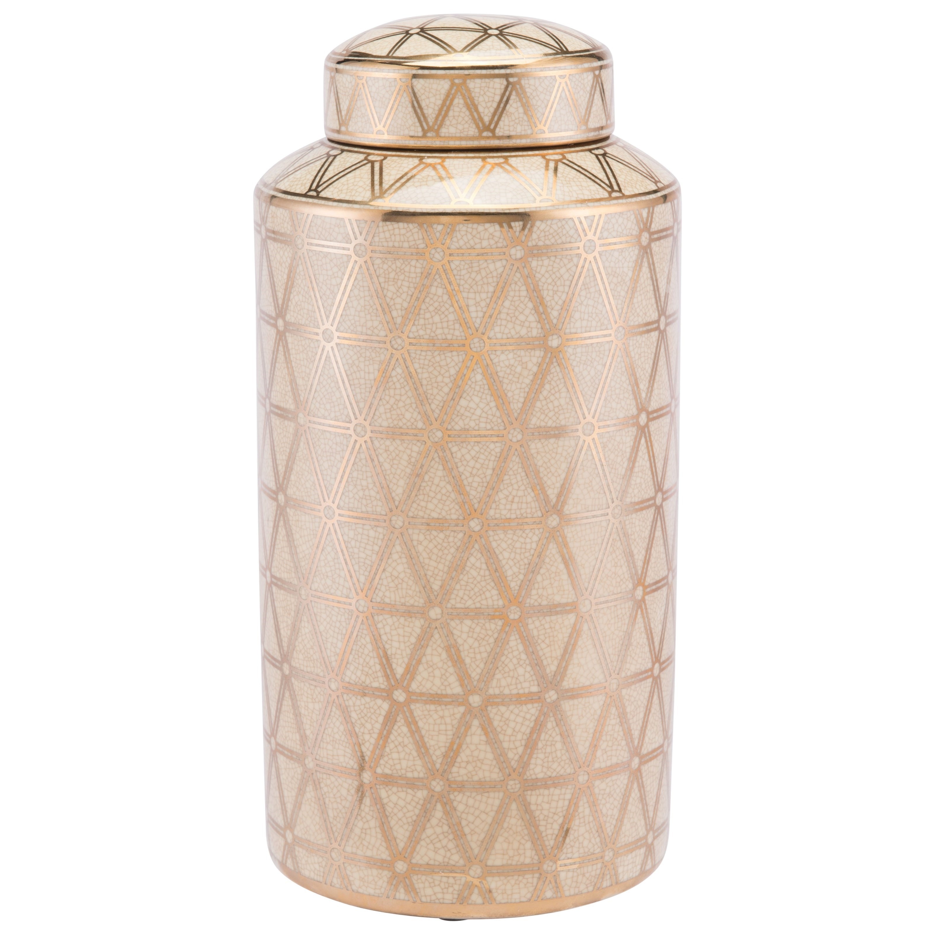 Medium Gold & Blue Zuo Modern A11067 Zuo Link Covered Jar Medium Gold & Blue Zuo Modern A11067 Zuo Link Covered Jar